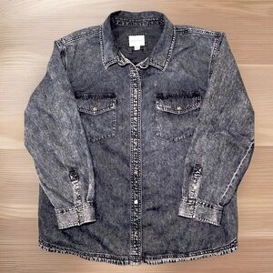 American Eagle Women’s Medium Wash Snap Front XL Denim Shirt Jacket